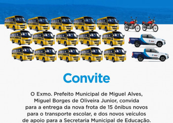 Prefeitura de Miguel Alves entrega 15 novos ônibus escolares no próximo dia 11